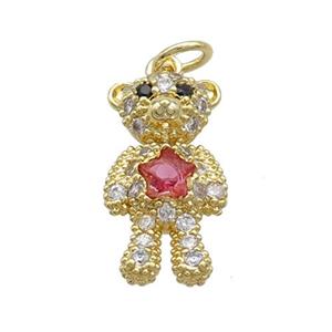 Copper Bear Pendant Pave Zircon Gold Plated, approx 9-18mm [FN37462]