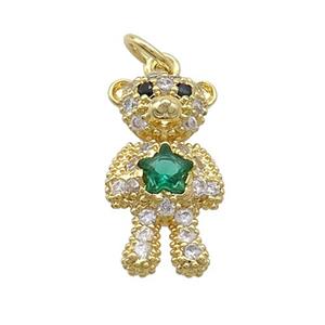 Copper Bear Pendant Pave Zircon Gold Plated, approx 9-18mm [FN37463]