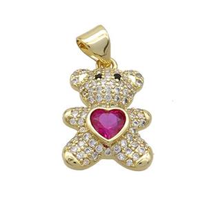 Copper Bear Pendant Pave Zircon Gold Plated, approx 12.5-16mm [FN37467]