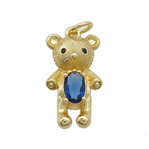 Copper Rat Charms Pendant Pave Zircon Gold Plated, approx 12-19mm [FN37471]