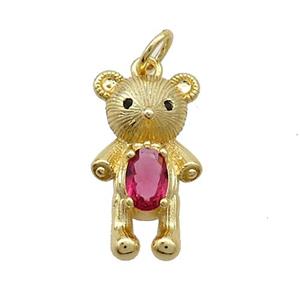 Copper Rat Charms Pendant Pave Zircon Gold Plated, approx 12-19mm [FN37472]
