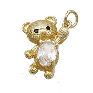 Copper Bear Pendant Pave Zircon Gold Plated, approx 13-19mm [FN37475]