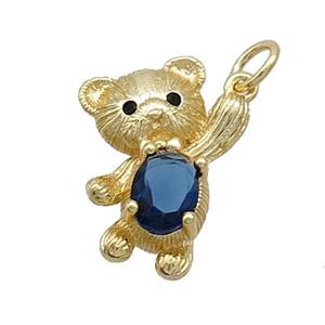 Copper Bear Pendant Pave Zircon Gold Plated, approx 13-19mm [FN37476]
