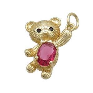 Copper Bear Pendant Pave Zircon Gold Plated, approx 13-19mm [FN37477]