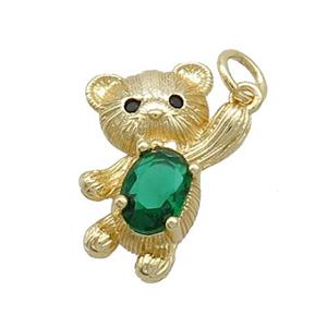 Copper Bear Pendant Pave Zircon Gold Plated, approx 13-19mm [FN37478]