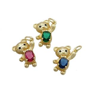 Copper Bear Pendant Pave Zircon Gold Plated Mixed, approx 13-19mm [FN37479]