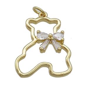 Copper Bear Pendant Pave Zircon Gold Plated, approx 18-22mm [FN37480]