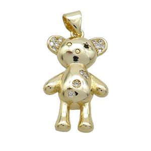 Copper Bear Pendant Pave Zircon Gold Plated, approx 14-21mm [FN37485]