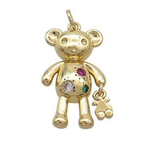 Copper Bear Pendant Pave Zircon Gold Plated, approx 15-25mm [FN37486]