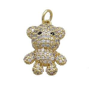 Copper Bear Pendant Pave Zircon Gold Plated, approx 12-17mm [FN37487]
