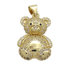 Copper Bear Pendant Pave Zircon Gold Plated, approx 15-21mm [FN37492]