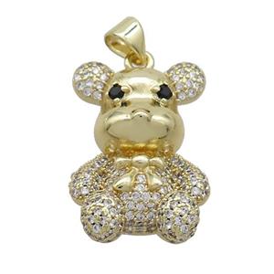 Copper Bear Pendant Pave Zircon Gold Plated, approx 16-25mm [FN37496]