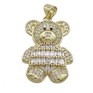 Copper Bear Pendant Pave Zircon Gold Plated, approx 20-25mm [FN37497]