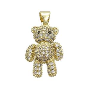 Copper Bear Pendant Pave Zircon Gold Plated, approx 15-20mm [FN37499]