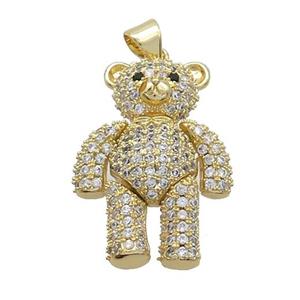 Copper Bear Pendant Pave Zircon Gold Plated, approx 18-25mm [FN37501]