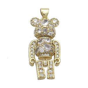 Copper Bear Pendant Pave Zircon Gold Plated, approx 15-30mm [FN37502]
