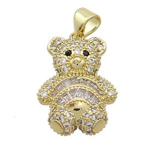 Copper Bear Pendant Pave Zircon Gold Plated, approx 16-19mm [FN37509]