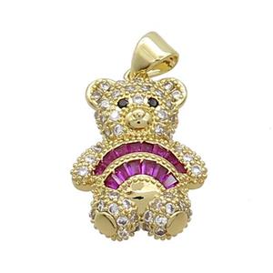 Copper Bear Pendant Pave Zircon Gold Plated, approx 16-19mm [FN37511]
