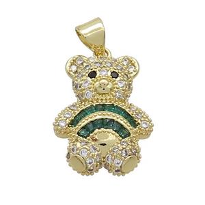 Copper Bear Pendant Pave Zircon Gold Plated, approx 16-19mm [FN37512]