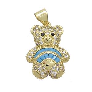 Copper Bear Pendant Pave Zircon Gold Plated, approx 16-19mm [FN37513]