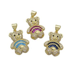 Copper Bear Pendant Pave Zircon Gold Plated Mixed, approx 16-19mm [FN37514]