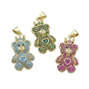 Copper Bear Pendant Pave Zircon Gold Plated Mixed, approx 15-20mm [FN37521]