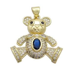 Copper Bear Pendant Pave Zircon Gold Plated, approx 15-21mm [FN37531]