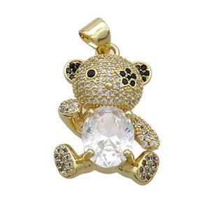 Copper Bear Pendant Pave Zircon Gold Plated, approx 24-25mm [FN37535]
