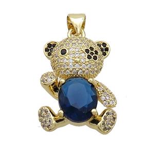 Copper Bear Pendant Pave Zircon Gold Plated, approx 24-25mm [FN37536]