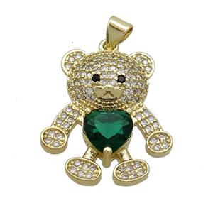 Copper Bear Pendant Pave Zircon Gold Plated, approx 16-22mm [FN37546]