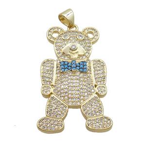 Copper Bear Pendant Pave Zircon Gold Plated, approx 20-25mm [FN37571]