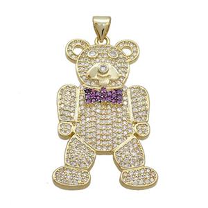 Copper Bear Pendant Pave Zircon Gold Plated, approx 20-25mm [FN37572]