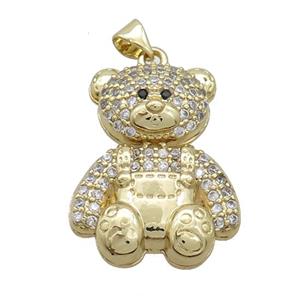 Copper Bear Pendant Pave Zircon Gold Plated, approx 21-27mm [FN37575]