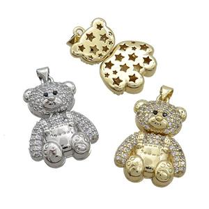 Copper Bear Pendant Pave Zircon Mixed, approx 21-27mm [FN37576]