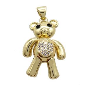 Copper Bear Pendant Pave Zircon Gold Plated, approx 18-25mm [FN37583]