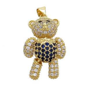 Copper Bear Pendant Pave Zircon Black Gold Plated, approx 18-28mm [FN37592]