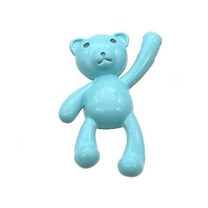 Copper Bear Pendant With Teal Lacquered, approx 15-25mm [FN37603]