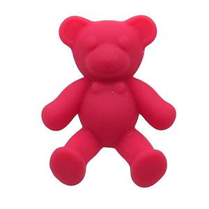 Red Resin Bear Pendant Matte, approx 30-38mm [FN37617]