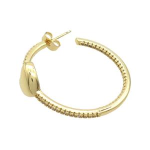 Copper Stud Earrings Pave Zircon Gold Plated, approx 11mm, 34mm [FN37646]