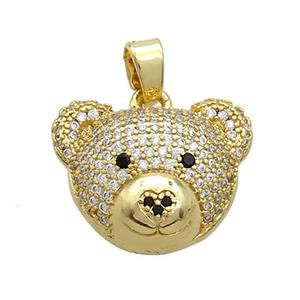 Copper Bear Pendant Pave Zircon Gold Plated, approx 17-20mm [FN37653]