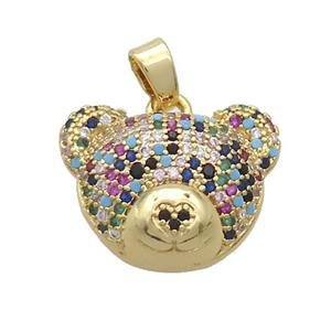 Copper Bear Pendant Pave Zircon Gold Plated, approx 17-20mm [FN37654]