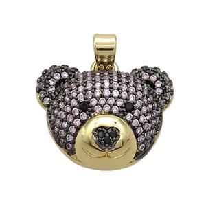 Copper Bear Pendant Pave Zircon Gold Plated, approx 17-20mm [FN37655]