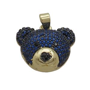 Copper Bear Pendant Pave Blue Zircon Gold Plated, approx 17-20mm [FN37656]