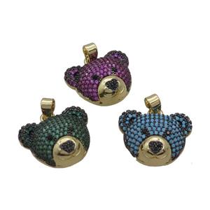 Copper Bear Pendant Pave Zircon Gold Plated Mixed, approx 17-20mm [FN37660]