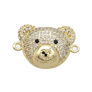 Copper Bear Connector Pave Zircon Gold Plated, approx 17-20mm [FN37661]