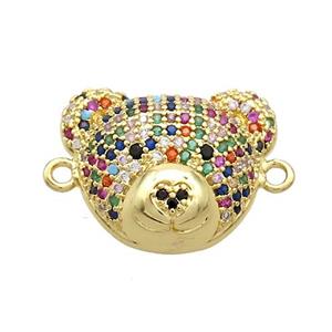 Copper Bear Connector Pave Zircon Multicolor Gold Plated, approx 17-20mm [FN37662]