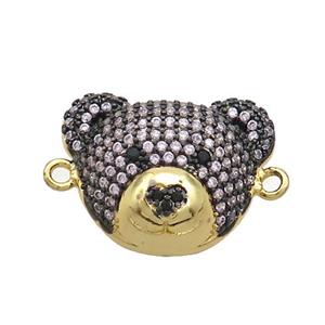 Copper Bear Connector Pave Zircon Gold Plated, approx 17-20mm [FN37663]