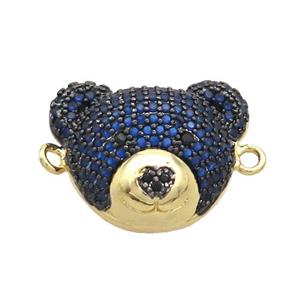 Copper Bear Connector Pave Blue Zircon Gold Plated, approx 17-20mm [FN37664]