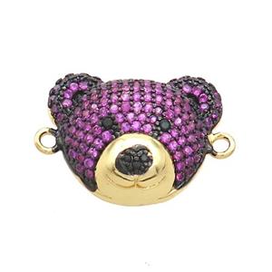 Copper Bear Connector Pave Fuchsia Zircon Gold Plated, approx 17-20mm [FN37665]