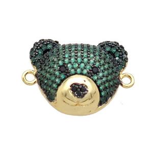 Copper Bear Connector Pave Green Zircon Gold Plated, approx 17-20mm [FN37666]